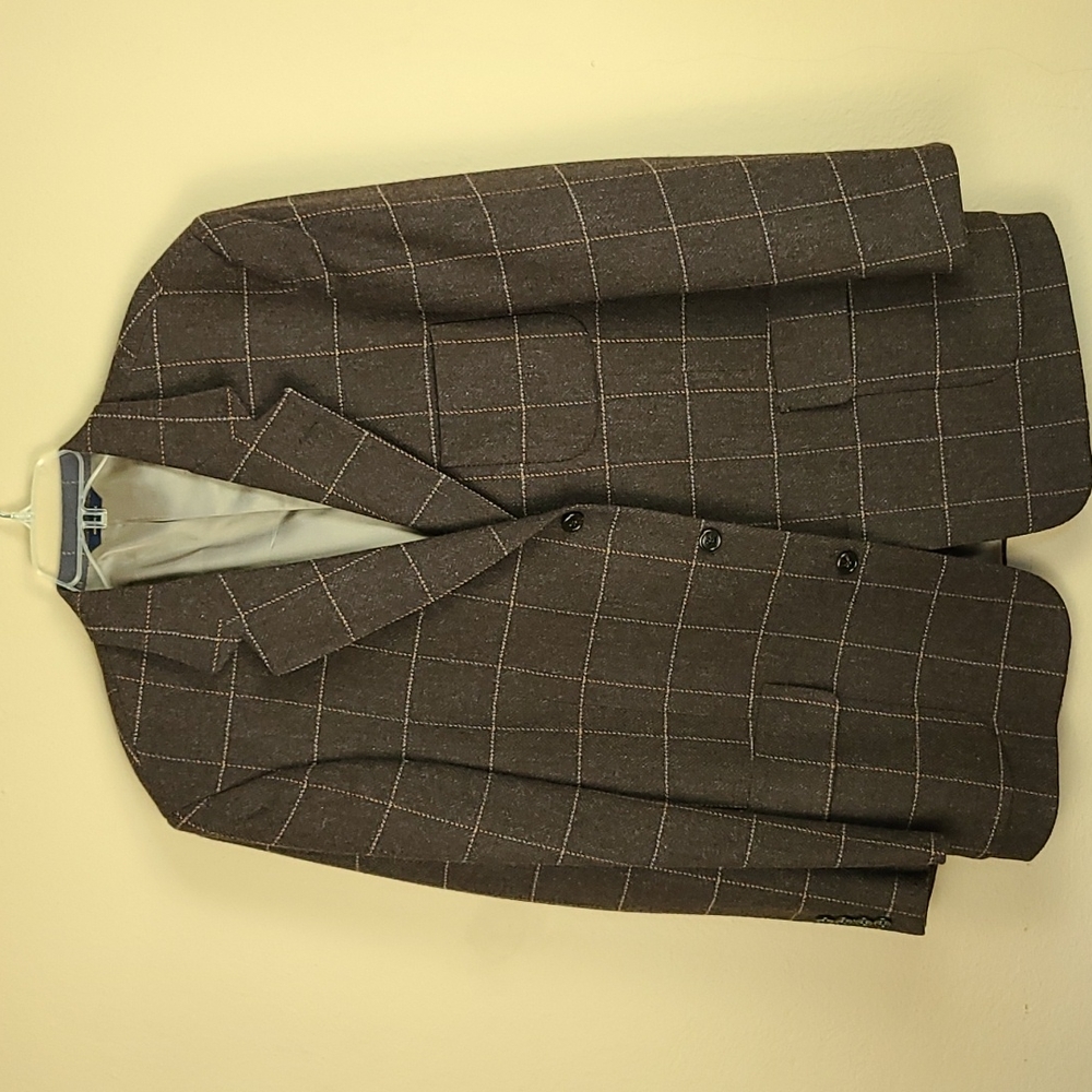 44 Coach blazer brown windowpane wool
